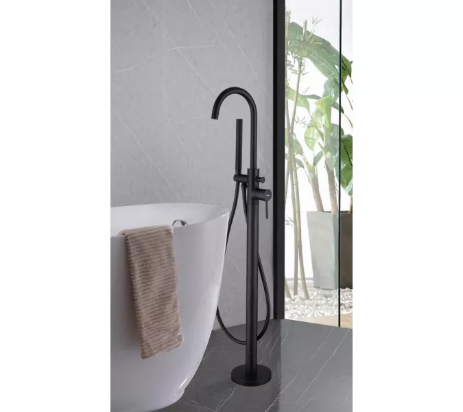 Смеситель ABBER Wasser Kreis AF8115BN напольный для ванны, черный матовый, Выбрать цвет: Черный матовый, изображение 2