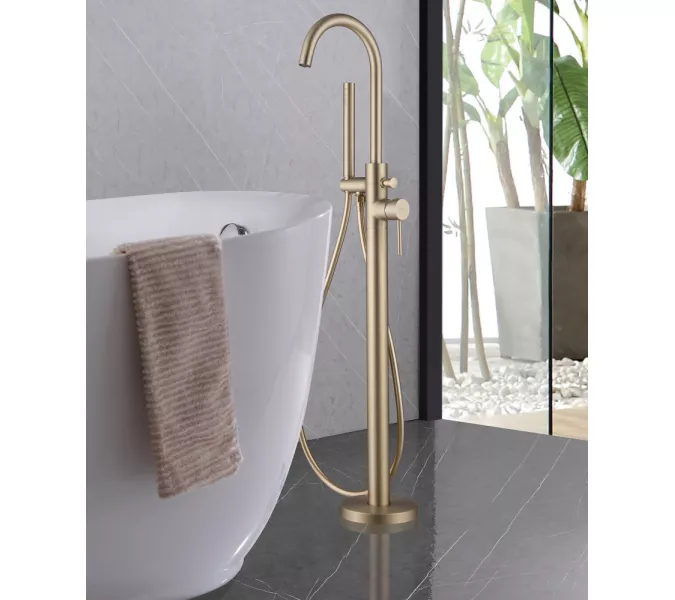 Смеситель ABBER Wasser Kreis AF8115G напольный для ванны, золото матовое, Выбрать цвет: Золото матовое, изображение 2