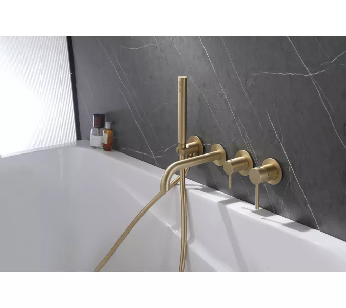 Смеситель ABBER Wasser Kreis AF8130G для ванны скрытого монтажа, золото матовое, Выбрать цвет: Золото матовое, изображение 3