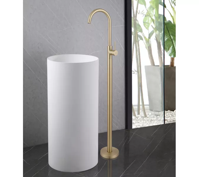 Смеситель ABBER Wasser Kreis AF8141G напольный для раковины, золото матовое, Выбрать цвет: Золото матовое, изображение 2