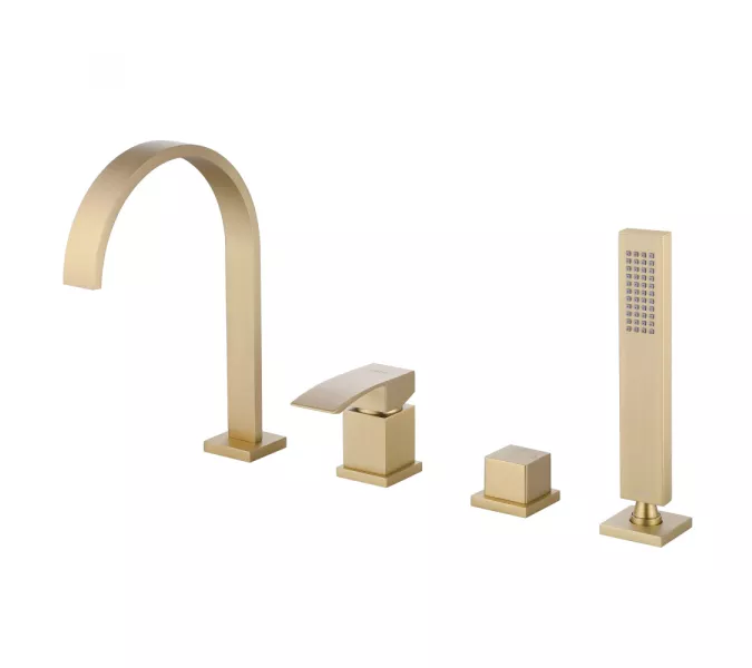 Смеситель ABBER Wasserfall AF8613G на борт ванны, золото матовое, Выбрать цвет: Золото