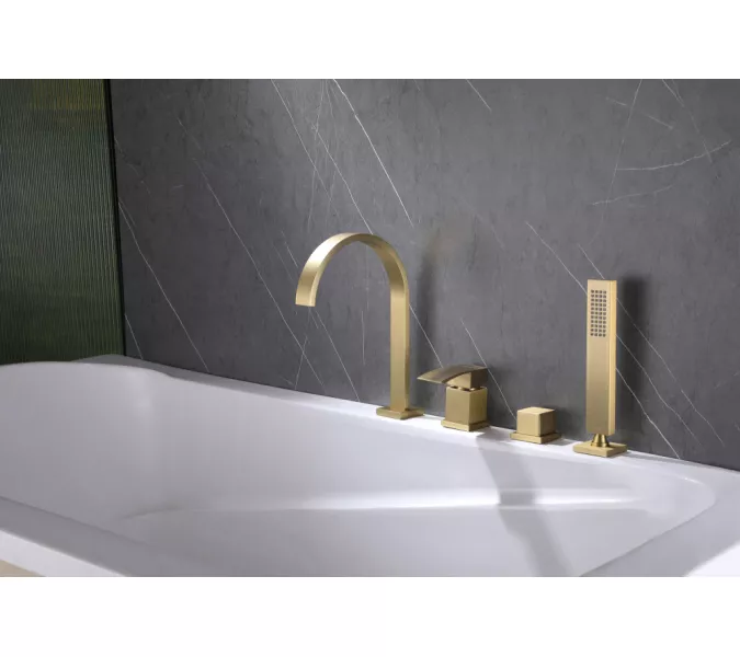 Смеситель ABBER Wasserfall AF8613G на борт ванны, золото матовое, Выбрать цвет: Золото, изображение 2