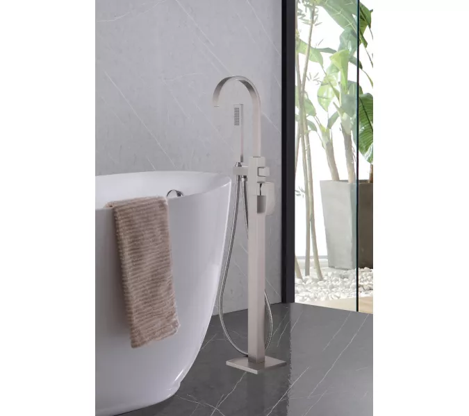Смеситель ABBER Wasserfall AF8615SP напольный для ванны с душем, сатин, Выбрать цвет: Сатин, изображение 2