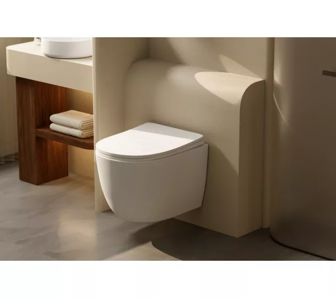 Унитаз ABBER Bequem AC1100TMW подвесной белый матовый, безободковый, смыв торнадо, Выбрать цвет: Белый, изображение 7