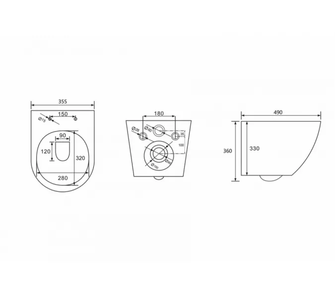 Унитаз ABBER Bequem AC1101TMG подвесной серый матовый, безободковый, смыв торнадо, изображение 8
