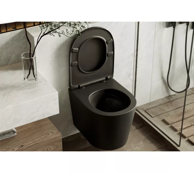 Унитаз ABBER Bequem AC1102TMB подвесной черный матовый, безободковый, смыв торнадо, Выбрать цвет: Черный, изображение 7