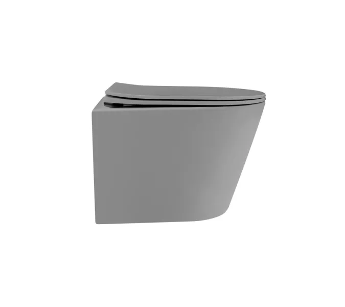Унитаз ABBER Bequem AC1102TMG подвесной серый матовый, безободковый, смыв торнадо, Выбрать цвет: серый, изображение 2