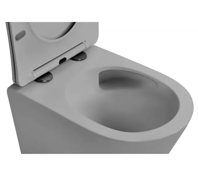 Унитаз ABBER Bequem AC1102TMG подвесной серый матовый, безободковый, смыв торнадо, Выбрать цвет: серый, изображение 4