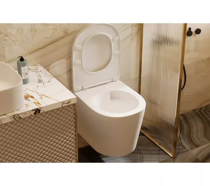 Унитаз ABBER Bequem AC1102TMW подвесной белый матовый, безободковый, смыв торнадо, Выбрать цвет: Белый, изображение 8