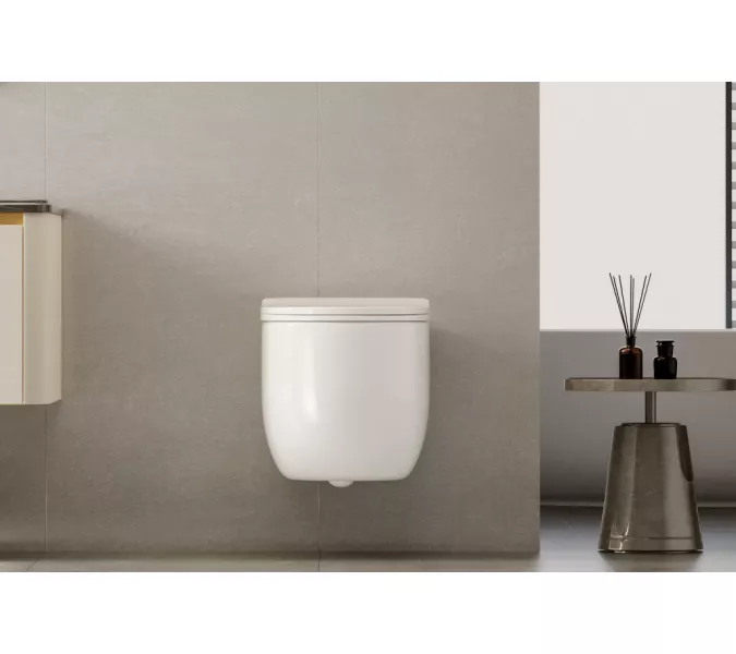 Унитаз ABBER Bequem AC1104TN подвесной белый, безободковый, смыв торнадо, изображение 3