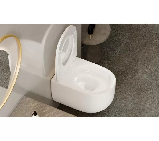 Унитаз ABBER Bequem AC1104TN подвесной белый, безободковый, смыв торнадо, изображение 4