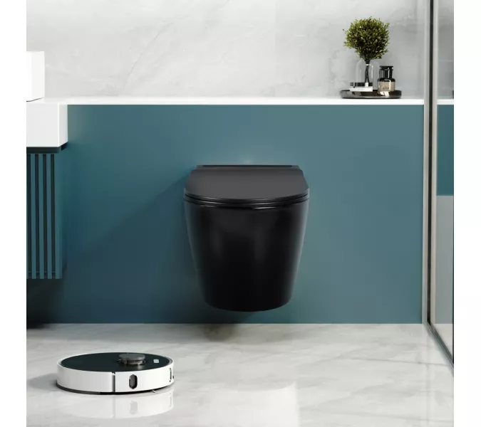 Унитаз ABBER Bequem AC1108PMB подвесной черный матовый с импульсным смывом, изображение 5