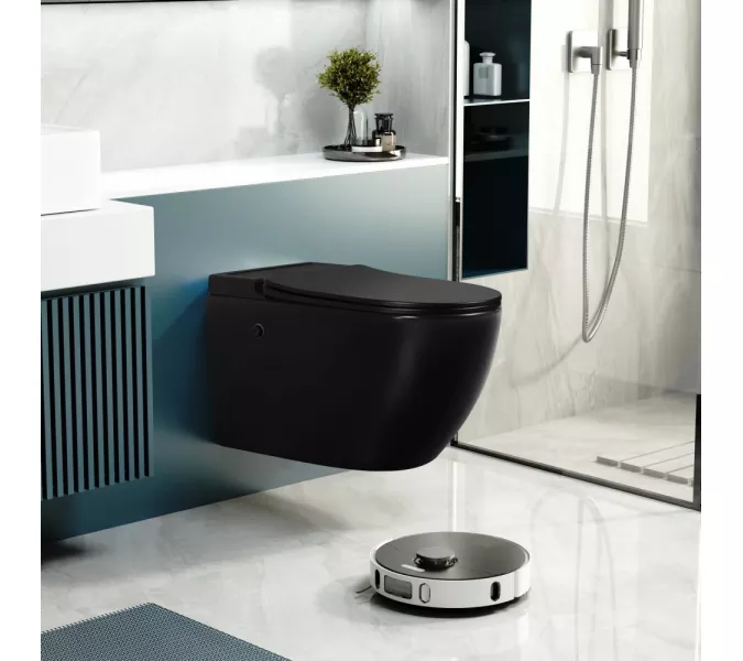 Унитаз ABBER Bequem AC1108PMB подвесной черный матовый с импульсным смывом, изображение 6