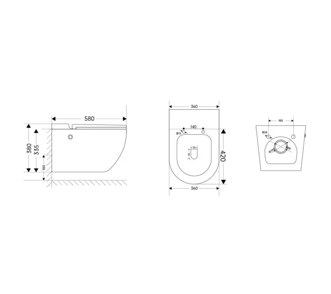 Унитаз ABBER Bequem AC1108PMB подвесной черный матовый с импульсным смывом, изображение 8