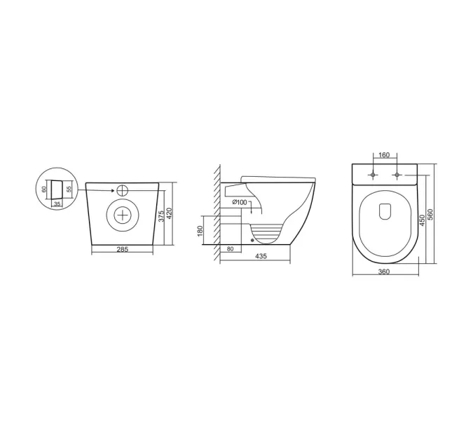 Унитаз ABBER Bequem AC1111TMB приставной черный матовый, безободковый, смыв торнадо, Выбрать цвет: Черный, изображение 6