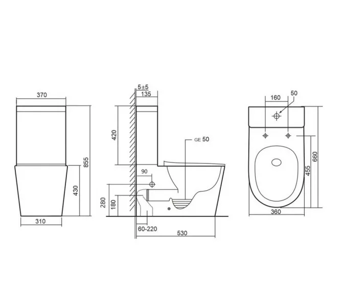 Унитаз ABBER Bequem AC1112T компакт белый, безободковый, смыв торнадо, изображение 5