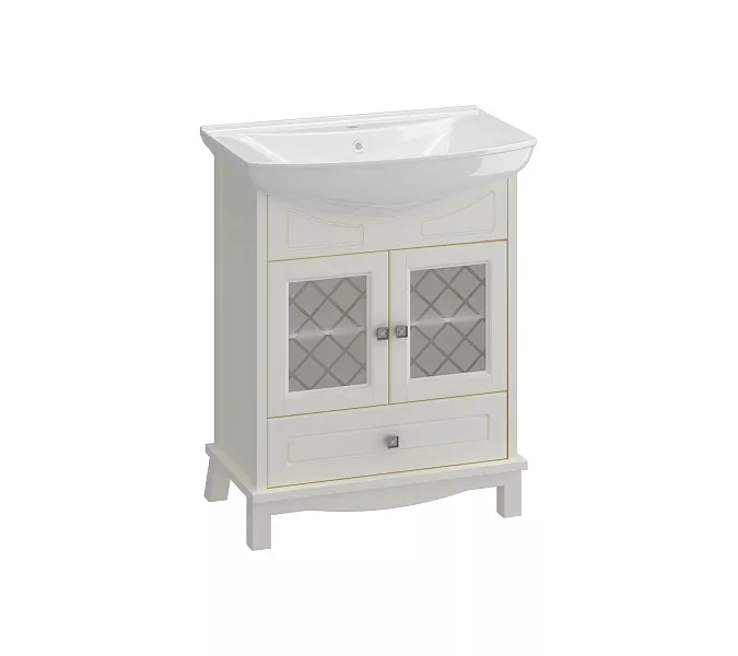 Тумба с раковиной OPADIRIS  Омега  слон.кость, Выбрать цвет: Слоновая кость, Выбрать размер: 65