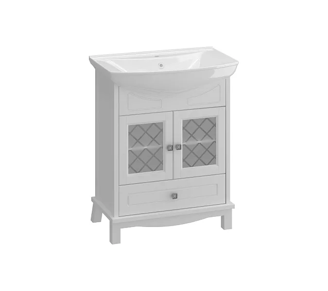 Тумба с раковиной OPADIRIS  Омега  белый матовый, Выбрать цвет: Белый матовый, Выбрать размер: 65