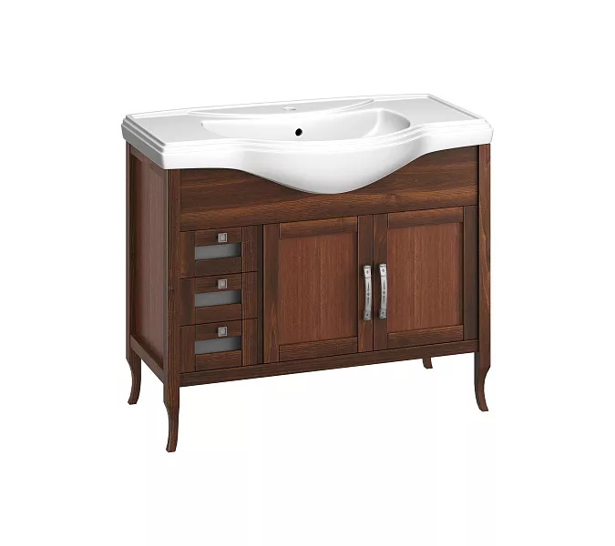 Тумбы с раковиной OPADIRIS Мираж  светлый орех/серебро, Выбрать цвет: Светлый орех, Выбрать размер: 100