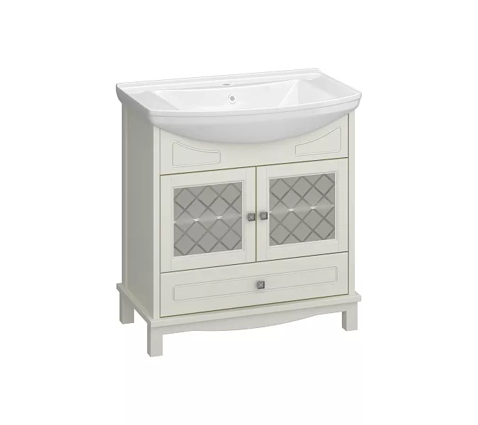 Тумба с раковиной OPADIRIS  Омега  слон.кость, Выбрать цвет: Слоновая кость, Выбрать размер: 75