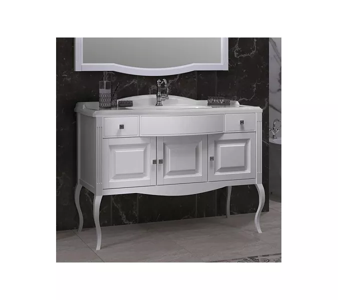 Тумба напольная с раковиной OPADIRIS Лаура -120  Белый матовый/swarovski хром, Выбрать цвет: Белый / Хром, Выбрать размер: 100, изображение 2