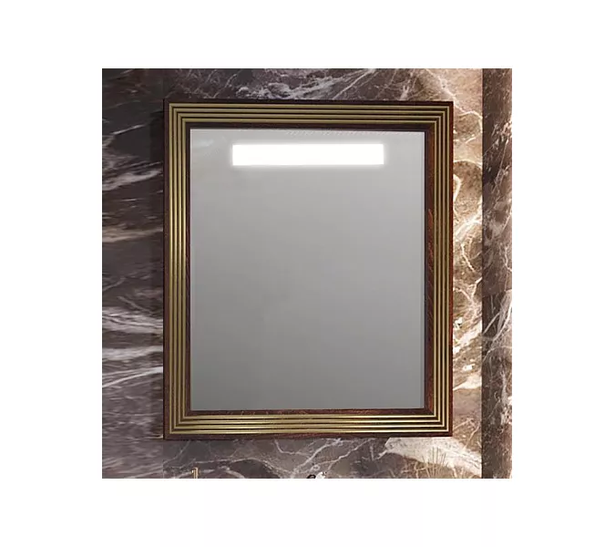 Зеркало с подсветкой  80см OPADIRIS бежевый глянцевый с золотой патиной, Выбрать цвет: Золото, изображение 2