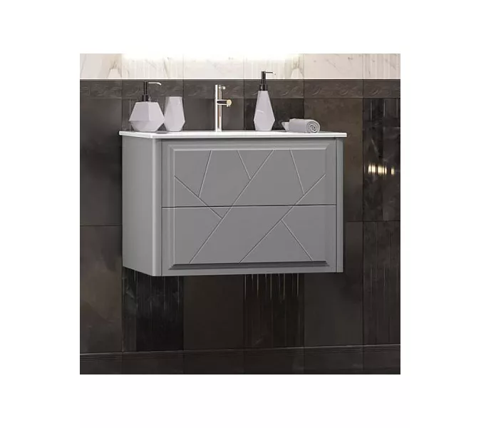 Тумба с раковиной  OPADIRIS Луиджи серый, Выбрать цвет: Серый, Выбрать размер: 70, изображение 2