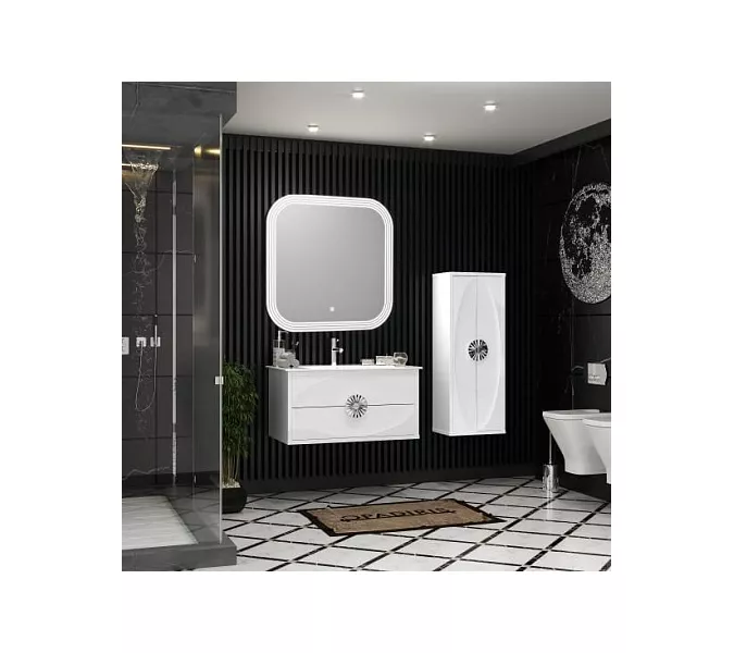 Тумба с раковиной подвесная  OPADIRIS Ибица-90 Белый/Хром, Выбрать цвет: Белый/хром, Выбрать размер: 90, изображение 2