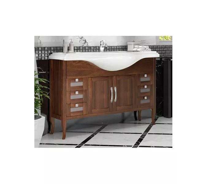 Тумбы с раковиной OPADIRIS Мираж  светлый орех/серебро, Выбрать цвет: Светлый орех, Выбрать размер: 120, изображение 2