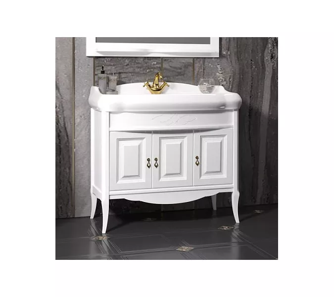 Тумба с раковиной OPADIRIS Лоренцо-60/80/100  белый, Выбрать цвет: Белый, Выбрать размер: 100, изображение 2