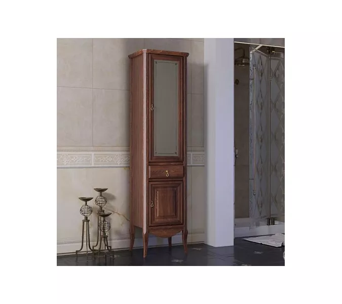 Пенал напольный одностворчатый OPADIRIS Лоренцо левый/правый, светлый орех, Выбрать цвет: Светлый орех, Ориентация: Правая, изображение 2