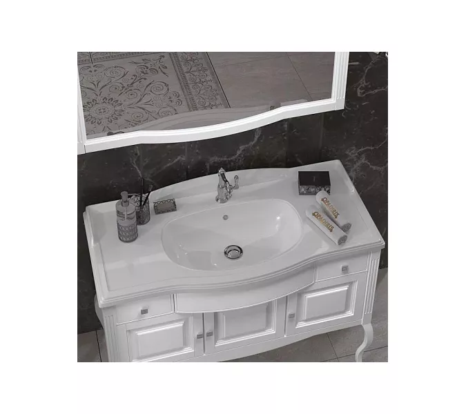 Тумба напольная с раковиной OPADIRIS Лаура -120  Белый матовый/swarovski хром, Выбрать цвет: Белый / Хром, Выбрать размер: 100, изображение 4