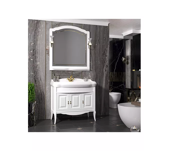 Зеркало OPADIRIS со светильниками  Лоренцо 60/80/100 Белый матовый, Выбрать цвет: Белый, Выбрать размер: 100, изображение 3