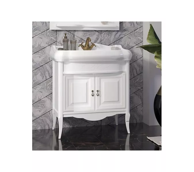 Тумба с раковиной OPADIRIS Лоренцо-60/80/100  белый, Выбрать цвет: Белый, Выбрать размер: 80, изображение 2