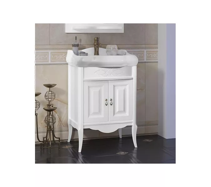 Тумба с раковиной OPADIRIS Лоренцо-60/80/100  белый, Выбрать цвет: Белый, Выбрать размер: 60, изображение 2