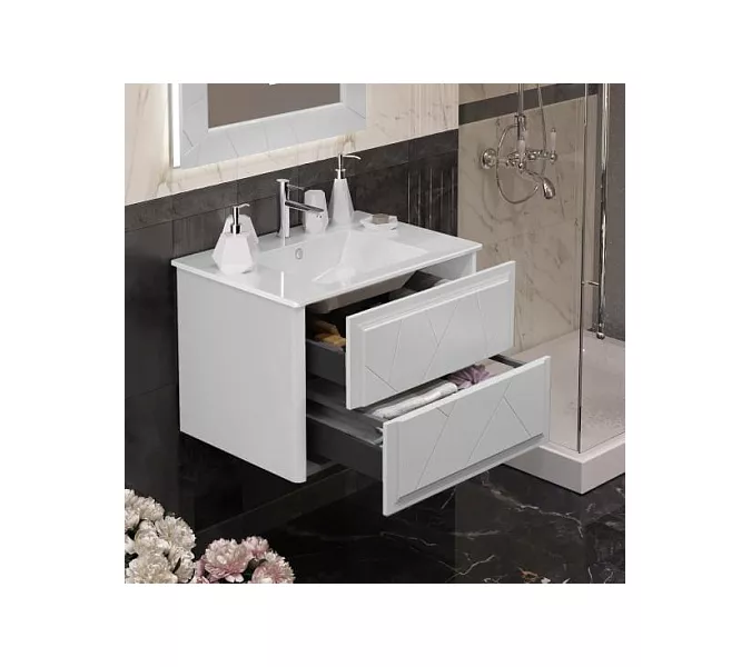 Тумба с раковиной  OPADIRIS Луиджи белый, Выбрать цвет: Белый, Выбрать размер: 70, изображение 6