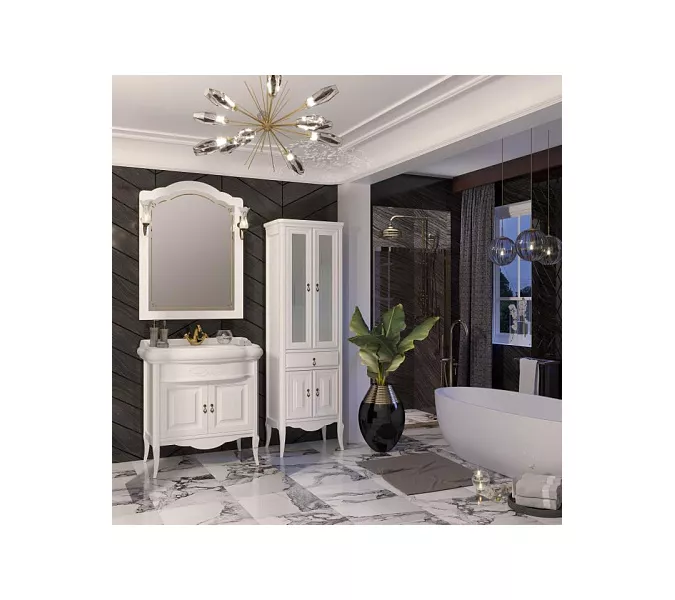 Пенал напольный двустворчатый OPADIRIS Лоренцо белый, Выбрать цвет: Белый, изображение 5