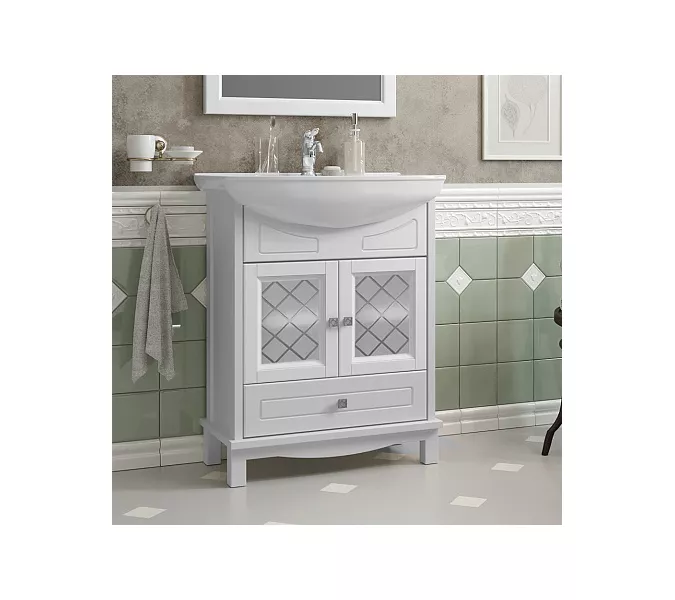 Тумба с раковиной OPADIRIS  Омега  белый матовый, Выбрать цвет: Белый матовый, Выбрать размер: 65, изображение 5