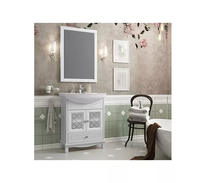 Тумба с раковиной OPADIRIS  Омега  белый матовый, Выбрать цвет: Белый матовый, Выбрать размер: 65, изображение 6