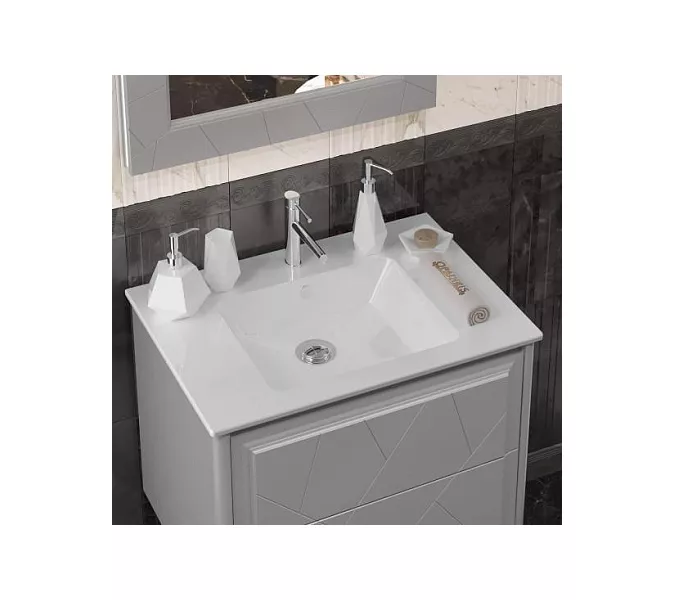 Тумба с раковиной  OPADIRIS Луиджи серый, Выбрать цвет: Серый, Выбрать размер: 70, изображение 3