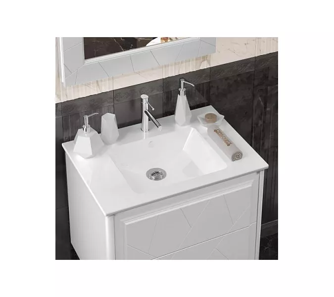 Тумба с раковиной  OPADIRIS Луиджи белый, Выбрать цвет: Белый, Выбрать размер: 70, изображение 3