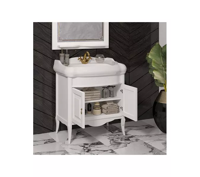 Тумба с раковиной OPADIRIS Лоренцо-60/80/100  белый, Выбрать цвет: Белый, Выбрать размер: 80, изображение 4