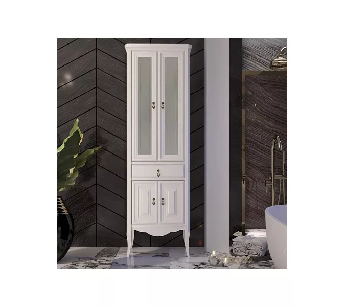 Пенал напольный двустворчатый OPADIRIS Лоренцо белый, Выбрать цвет: Белый, изображение 2