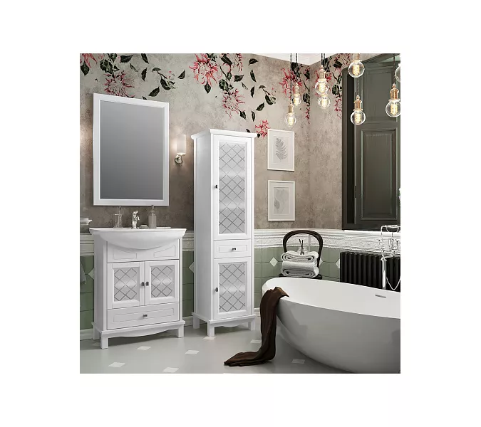 Зеркало OPADIRIS Омега белый матовый, Выбрать цвет: Белый матовый, Выбрать размер: 65, изображение 3