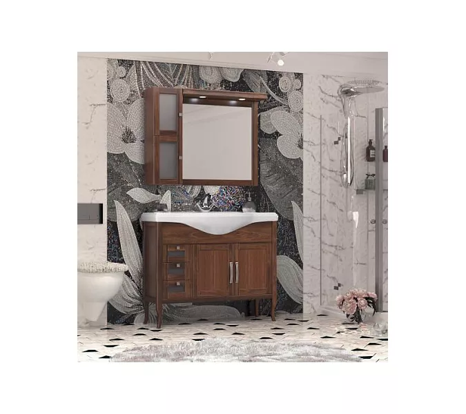 Тумбы с раковиной OPADIRIS Мираж  светлый орех/серебро, Выбрать цвет: Светлый орех, Выбрать размер: 100, изображение 4