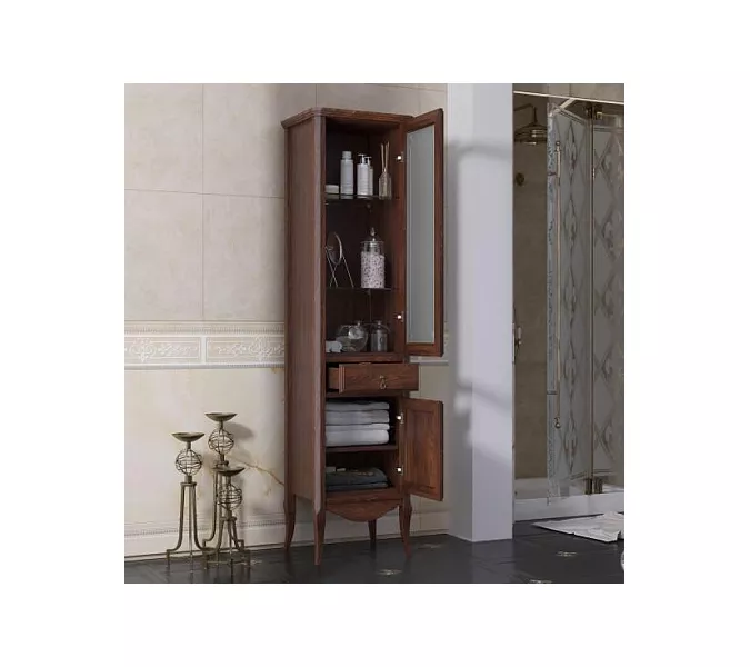 Пенал напольный одностворчатый OPADIRIS Лоренцо левый/правый, светлый орех, Выбрать цвет: Светлый орех, Ориентация: Правая, изображение 3