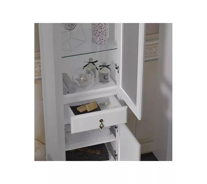 Пенал напольный одностворчатый OPADIRIS Лоренцо левый/правый , белый, Выбрать цвет: Белый, Ориентация: Правая, изображение 4