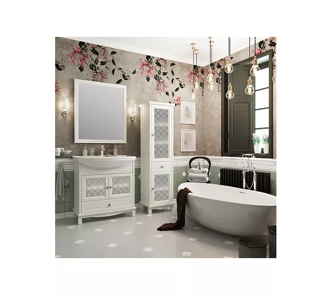 Тумба с раковиной OPADIRIS  Омега  слон.кость, Выбрать цвет: Слоновая кость, Выбрать размер: 75, изображение 7