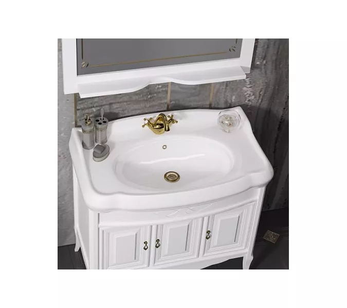 Тумба с раковиной OPADIRIS Лоренцо-60/80/100  белый, Выбрать цвет: Белый, Выбрать размер: 100, изображение 4