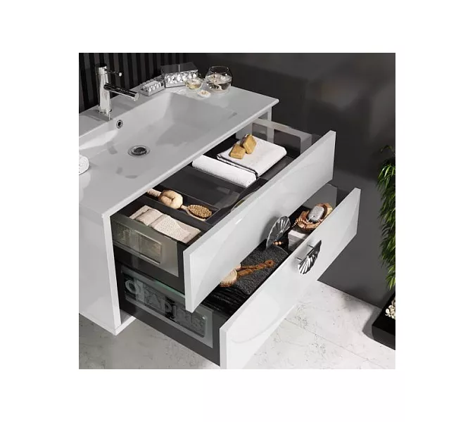 Тумба с раковиной подвесная  OPADIRIS Ибица-90 Белый/Хром, Выбрать цвет: Белый/хром, Выбрать размер: 90, изображение 4